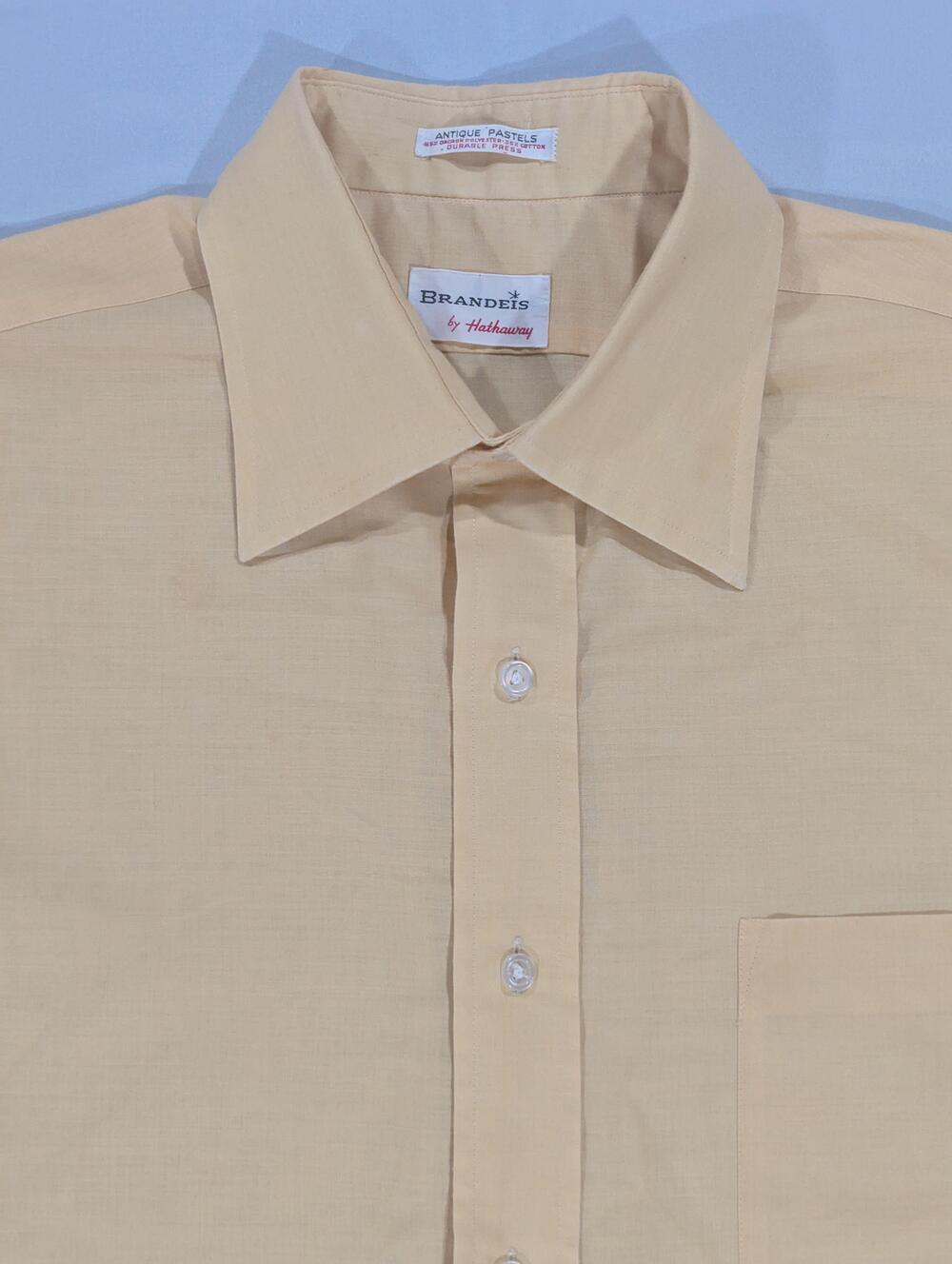Vintage Brandeis By Hathaway Shirt Mens XL Yellow Short Sleeve Button Up Casual